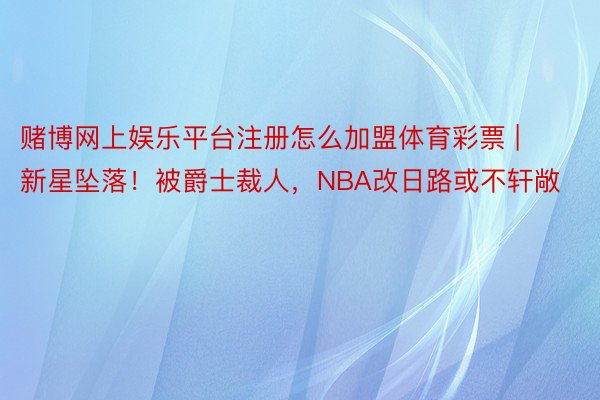 赌博网上娱乐平台注册怎么加盟体育彩票 | 新星坠落！被爵士裁人，NBA改日路或不轩敞